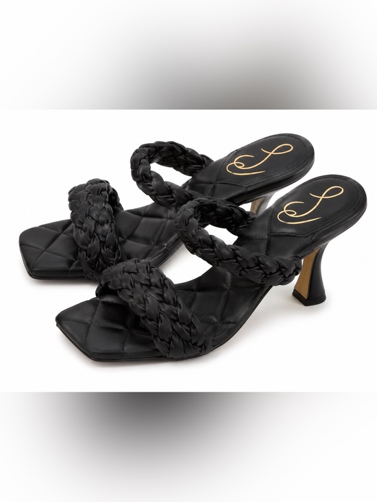 Sam Edelman Shoes - NIB Sam Edelman Meghan Black Nappa Braided Mule Heels Size 8.5 Square Toe